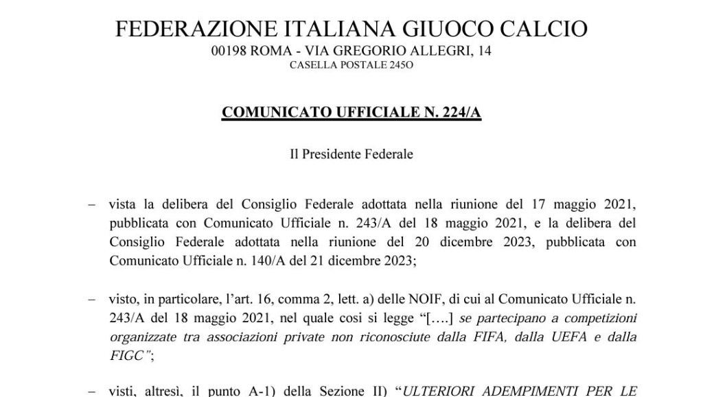 FIGC – Abolita la norma&nbsp;anti-Superlega